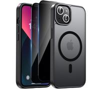 Aekyiwot Coque de protection magnétique pour iPhone 13/iPhone 14, avec 2 films de protection d'écran et protection de confidentialité, compatible avec MagSafe - Anti-chocs et anti-rayures - Noir