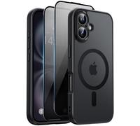 Aekyiwot Coque de protection magnétique pour iPhone 16, compatible avec iPhone 16, avec 2 films de protection de confidentialité, protection de l'appareil photo, anti-chocs et anti-rayures, noire