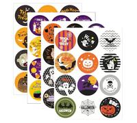 AEKZOX 96 pièces Autocollants Halloween Enfant, Ronds d'Autocollants d'Halloween, Motifs Citrouille Fantôme Chauve-Souris Autocollant, Gommettes Halloween Enfant