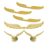 AEKZOX Ensemble de 100 décorations de gâteau à thème sorcier, ailes scintillantes, dorées et vif d'or, pour fête d'anniversaire, baby shower, mariage, école et Halloween (Or)