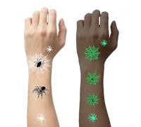 AEKZOX Halloween Tatouage, 10 feuilles Fluorescent Ephemere Stickers, Phosphorescent Temporary Tattoo Decoration Maquillage Anniversaire, Cadeau Enfant Fille Garcon