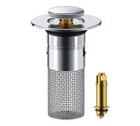 AEKZOX Lot de 2 bouchons de lavabo pop-up, stopper universel avec ressort en laiton, étanche, anti-obstruction et résistant à la rouille, pour salle de bain, cuisine et lavabo (diamètre 32-40 mm)