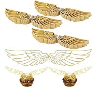 AEKZOX Lot de 50 Ornements d'ailes pour décoration de bonbons, gâteaux, cupcakes et fêtes à thème, Paillettes magiciennes, Mariage, Anniversaire, Deco, Les Ailes Dorées, Decoration Gateau (doré)