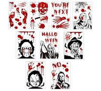 AEKZOX Stickers pour fenêtre Halloween, 9 pièces, Effrayant, Sanglant, Horreur, intérieure et effrayante pour extérieure, pour porte, fête de maison hantée, Décoration zombie, affiche Halloween