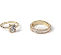 Aela Aela Gold Tone Diamond Simulants Baguette Square Multipack Ring