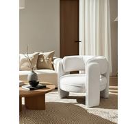 Aéla - fauteuil cocooning en tissu bouclettes beige