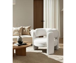 Aéla - fauteuil cocooning en tissu bouclettes beige