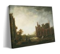Aelbert Cuyp Impression sur toile murale avec paysage avec ruines de l'abbaye de Rijnsburg (environ 1645) - Décoration murale moderne pour chambre à coucher - 50 x 75 cm