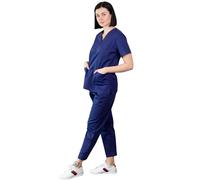 AELIN Basicfit - Tenue de bloc - Tenue médicale pour Médecin, Dentiste, Infirmier, Aide-soignant - Unisexe (Bleu marine, L)