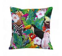 AELKSP Housse Coussin,Composition harmonieuse d'oiseaux tropicaux Toucan Perroquet huppe et Feuilles,40x40 cm,Lot de Coussin Taie d'oreiller Décoratif Canapé pour Chambre, Canapé, Chaise, Lit,Jardin