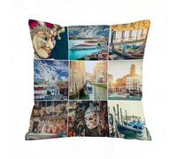 AELKSP Housse Coussin,Masques pour Le Carnaval de Venise Gondoles de Style Baroque Rivière Italie Mon,45x45 cm,Lot de Coussin Taie d'oreiller Décoratif Canapé pour Chambre, Canapé, Chaise, Lit,Jardin