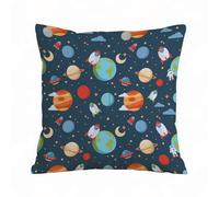 AELKSP Housse Coussin,Modèle d'espace de Dessin animé pour Enfants sans Couture avec des fusées planè,40x40 cm,Lot de Coussin Taie d'oreiller Décoratif Canapé pour Chambre, Canapé, Chaise, Lit,Jardin