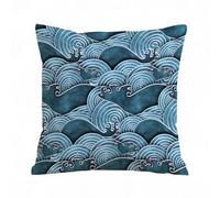 AELKSP Housse Coussin,Modèle sans Couture du Motif Traditionnel Japonais des Vagues de la mer. Orneme,50x50 cm,Lot de Coussin Taie d'oreiller Décoratif Canapé pour Chambre, Canapé, Chaise, Lit,Jardin