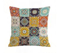 AELKSP Housse Coussin,Modèle Talavera. Patchwork Indien. Azulejos Portugais. Ornement Turc. Mosaïque,45x45 cm,Lot de Coussin Taie d'oreiller Décoratif Canapé pour Chambre, Canapé, Chaise, Lit,Jardin