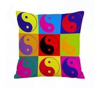 AELKSP Housse Coussin,Pop Art Design Yin Yang Signes Style Hippie Asie de l'est Paix et équilibre,40x40 cm,Lot de Coussin Taie d'oreiller Décoratif Canapé pour Chambre, Canapé, Chaise, Lit,Jardin