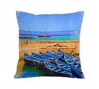 AELKSP Housse Coussin,Une Aquarelle représentant Trois Bateaux de pêche en Bois sur la Plage de Durle,45x45 cm,Lot de Coussin Taie d'oreiller Décoratif Canapé pour Chambre, Canapé, Chaise, Lit,Jardin