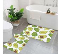 AELKSP Set de Tapis de Bain 2 Pièces,Modèle sans Couture d'avocat. Texture d'avocats.,Ensemble Tapis Salle de Bain Extra Longs et Tapis Toilette WC Contour Absorbant
