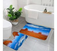 AELKSP Set de Tapis de Bain 2 Pièces,Monument Valley West et East Mittens et Merrick Butte Utah,Ensemble Tapis Salle de Bain Extra Longs et Tapis Toilette WC Contour Absorbant