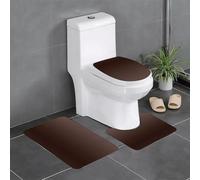 AELKSP Set de Tapis de Bain 3 Pièces,Ombre, allumage du Bois, Boue de Bois, Nature inspirée du thème Marron foncé, imag,Ensemble Tapis Salle de Bain Extra Longs et Tapis Toilette WC Contour Absorbant