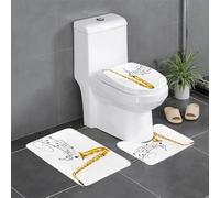 AELKSP Set de Tapis de Bain 3 Pièces,Saxophone Classique avec des Notes de Musique sur Fond Blanc,Ensemble Tapis Salle de Bain Extra Longs et Tapis Toilette WC Contour Absorbant