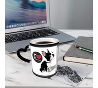AELKSP Tasses Magique Mugs Change De Couleur en Fonction De La Température du Liquide,Mug Cadeau Original Tasse pour 330ml,Boston Terrier Gros plan Chien domestique Boston Love Textures Animaux de com