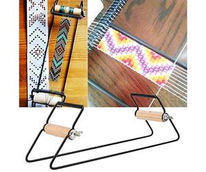 Aeloa Métier à Tisser de Perles, En Bois et en Acier Inoxydable Métier à Bijoux Robuste et Léger pour Tissage de Bracelet de Collier de Bricolage