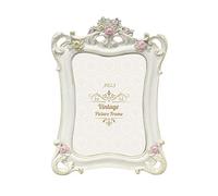 AELS Cadre photo vintage 12,7 x 17,8 cm, élégant cadre photo antique avec façade en verre, affichage photo, suspension murale, idée cadeau, rose blanche avec vignes