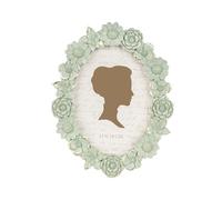 AELS Cadre photo vintage 12,7 x 17,8 cm, élégant cadre photo ovale antique avec façade en verre, affichage photo, suspension murale, idée cadeau, fleur verte
