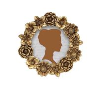 AELS Cadre photo vintage de 10,2 x 10,2 cm, élégant cadre photo ovale antique avec façade en verre, affichage photo, suspension murale, idée cadeau, fleur dorée