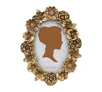 AELS Cadre photo vintage de 10,2 x 15,2 cm, élégant cadre photo ovale antique avec façade en verre, affichage photo, suspension murale, idée cadeau, fleur dorée