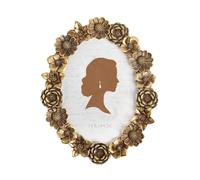 AELS Cadre photo vintage de 12,7 x 17,8 cm, élégant cadre photo ovale antique avec façade en verre, affichage photo, suspension murale, idée cadeau, fleur dorée