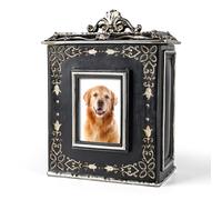 AELS Grande urne pour Animaux de Compagnie avec Compartiment pour Photos, Urnes commémoratives pour Chiens pour Cendres, Urnes de crémation pour Chats ou Chiens, Noir
