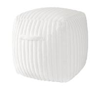 AELS Housse de pouf moderne sans rembourrage pour salon, pouf de rangement moderne du milieu du siècle, blanc crème, imitation fourrure en peluche sripe carré, repose-pieds, 45,7 x 45,7 x 45,7 cm