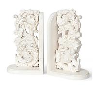 AELS Serre-Livres Vintage très résistants, Serre-Livres décoratifs pour Livres Lourds, Supports rustiques Uniques pour étagères, bloqueur pour Livres/Films/CD, décoration de Ferme, Blanc Vieilli