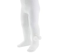 Aelstores Collants pour bébé fille imprimé cœur avec bas à pompons Leggings en coton riche Couleur : Pom Pom blanc - Taille : 0-3 mois