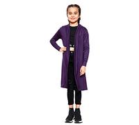 Aelstores Filles Boyfriend Maxi Cardigan Plaine Manches Longues Mode Pull d'école Ouvert sur Le Devant Violet 11-12 Ans