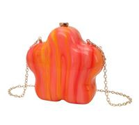 AEMALL Star Sac de Soirée Rétro Mode Mini Pochette Acrylique Sac Femme Chaîne Bandoulière, Orange fantaisie, 16.5x5.2x15.5cm