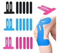 AEMCHDM 15 Pièces Bandes de Kinésiologie pour Genou, Pré-Découpées pour Genou, Strap Sport de Sans Coupure, Imperméables et Élastiques Kinesio Tape, pour Genoux, Aux épaules (Bleu + Noir + Rose)