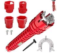 AEMCHDM e Robinet 14 en 1, Rouge e Lavabo Facile à Utiliser, Outil de Plomberie Réglable et Durable pour Salle, Outil D'installation de Robinet et D'évier pour Les Espaces Restreints