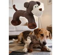 Aemmbon LinenSafari Companions Dog Toy - Textured Linen Weave That Turns Frantic Chewing Into Focused Calm, Squeaky Interactive Play Toy for Chewing, Indoor Calm Play & Daily Enrichment (Monkey)