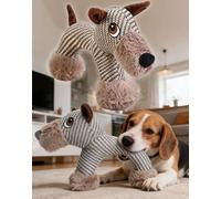 Aemmbon LinenSafari Companions Dog Toy - Textured Linen Weave That Turns Frantic Chewing Into Focused Calm, Squeaky Interactive Play Toy for Chewing, Indoor Calm Play & Daily Enrichment (Dog)