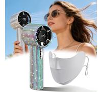 Aemmbon Ventilateur Turbo Portable Full Diamond, 199 Niveaux de Réglage, Longue Autonomie et Souffle Puissant, Un Cadeau de Refroidissement Élégant et Luxueux pour Femmes (Colorful)