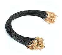 Aemygo Collier en cuir ciré 200 Cs avec fermoirs, bijou en corde tressée avec fermoir mousqueton, chaînes en vrac de 2 mm pour la fabrication de bracelets et pendentifs (noir)