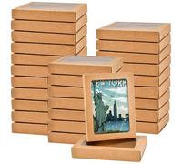 Aemygo Lot de 50 boîtes de rangement pour cartes de vœux, 11,4 x 15,2 cm, boîte en papier kraft avec fenêtre transparente pour cartes de vœux en vrac, boîte de rangement pour cartes de vœux et