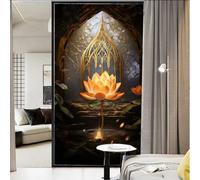 AEMYSKA Film de protection de l'intimité non adhésif pour vitrail rétro Lotus doré style moderne pour la maison, le bureau - 90 x 160 cm