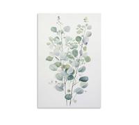 AEMYSKA Impression sur toile minimaliste de feuilles d'eucalyptus - Aquarelle verte - Plante tropicale verte - Décoration murale pour salon, chambre à coucher - 30,5 x 45 cm (l x L)