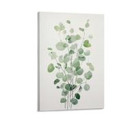 AEMYSKA Impression sur toile moderne avec feuilles d'eucalyptus vert tropical rustique - Décoration murale pour salon, chambre à coucher - 20 x 30 cm