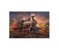 AEMYSKA Impression sur toile vintage de train à vapeur, décoration murale contemporaine pour chambre à coucher, salon, bureau, sans cadre, 20,3 x 30 cm (l x L)