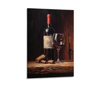 AEMYSKA Impression sur toile vintage pour chambre à coucher, verre à vin, verres à vin rouge, œuvre d'art encadrée pour salon, bureau - Poster sans cadre