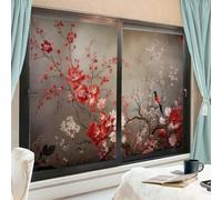 AEMYSKA Lot de 2 films de fenêtre aquarelle motif oiseau naturel fleur animal moderne pour fenêtre vitrail blocage du soleil contrôle de la chaleur sans colle pour la maison et le bureau 45 x 60 cm